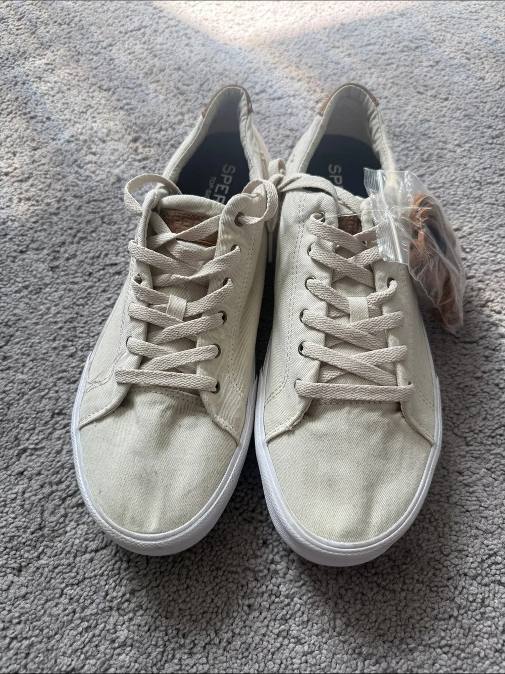 Sperry Men's Canvas Lace-Up Sneakers in Cream